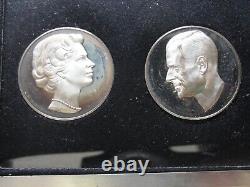1972 Franklin Mint Royal Silver Wedding Anniversary Sterling Silver Medal Set
