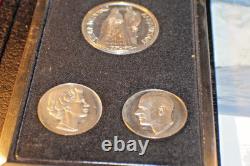 1972 Franklin Mint Royal Silver Wedding Anniversary Three Sterling Silver Medal