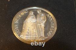 1972 Franklin Mint Royal Silver Wedding Anniversary Three Sterling Silver Medal