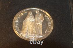 1972 Franklin Mint Royal Silver Wedding Anniversary Three Sterling Silver Medal