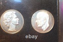 1972 Franklin Mint Royal Silver Wedding Anniversary Three Sterling Silver Medal