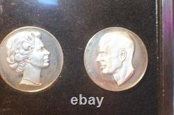 1972 Franklin Mint Royal Silver Wedding Anniversary Three Sterling Silver Medal