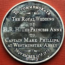 1973 Princess Anne & Mark Phillips Royal Wedding Large Silver Medal 45mm 50 Gram