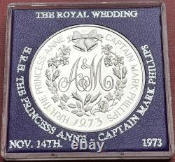 1973 Princess Anne & Mark Phillips Royal Wedding Large Silver Medal 45mm 50 Gram