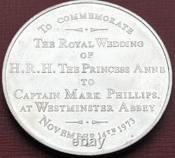 1973 Princess Anne & Mark Phillips Royal Wedding Large Silver Medal 45mm 50 Gram