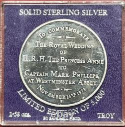 1973 Princess Anne & Mark Phillips Royal Wedding Large Silver Medal 45mm 50 Gram
