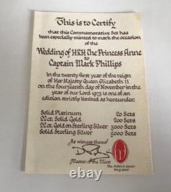 1973 Royal Wedding Princess Anne & Mark Phillips Silver Medal Set Boxed Coa