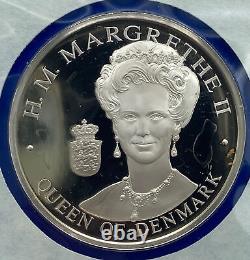 1976 US BICENTENNIAL VISIT Denmark Queen Margrethe II Proof Silver Medal i114240