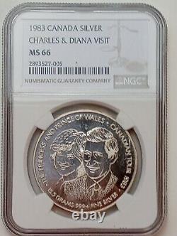 1983 Canada Charles & Diana Visit Silver medal NGC Rated MS 66