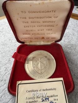 1983 Exeter Cathedral Royal Maundy Medal Sterling Silver, 299/500, Box & Cert