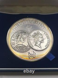 1986 Royal Mint 1100 Years of Minting Silver Medal 63mm Rainbow Toned