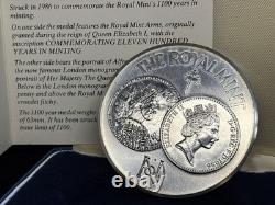 1986 Silver. 925 Royal Mint 1100 Years In Minting Medal WithOGP 4.41oz ASW Scarce