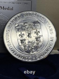 1986 Silver. 925 Royal Mint 1100 Years In Minting Medal WithOGP 4.41oz ASW Scarce