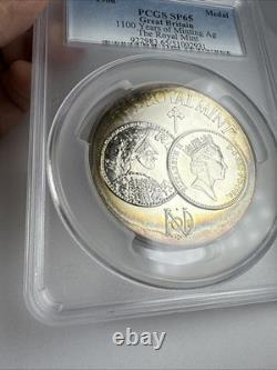 1986 The Royal Mint 1100 Years of Minting Sterling Silver Medal PCGS SP65 Toned
