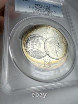 1986 The Royal Mint 1100 Years of Minting Sterling Silver Medal PCGS SP65 Toned