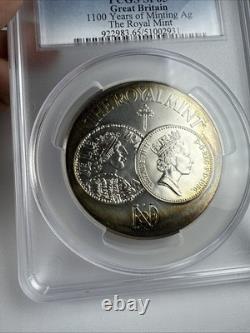 1986 The Royal Mint 1100 Years of Minting Sterling Silver Medal PCGS SP65 Toned