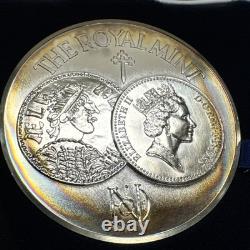 1986 UK Royal Mint 1100 Years. 925 Silver Medal Queen Elizabeth & King Alfred