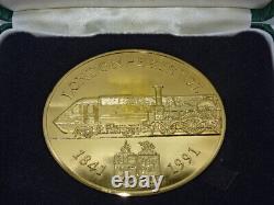 1991 Large Royal Mint Intercity London- Bristol Railway Medal Bronze Gilt