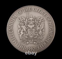 1992 OFFICE OF HIGH SHERIFF MILLENNIUM 63mm SILVER MEDAL BY THE ROYAL MINT