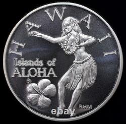 1996 Waikiki Dala Hawaii Islands of Aloha Round Proof Medal. 999 Silver 31.14g