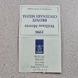 1996 William Morris Artist & Poet Centenary 2.5 Inch Bronze Medallion, Box & COA