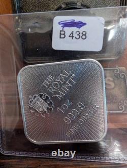 1oz Royal Mint Britannia. 9999 Fine Silver Bar Security Feature Design