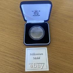 2000 ROYAL MINT ENTRY INTO THE NEW MILLENNIUM 39mm SILVER MEDAL with COA #25228