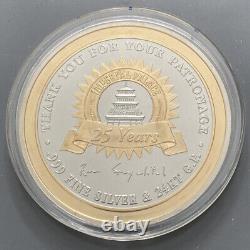 2001 Imperial Palace Las Vegas 25th Anniv 3.36 oz. 999 Silver Coin Medal 24K GP