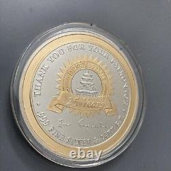 2001 Imperial Palace Las Vegas 25th Anniv 3.36 oz. 999 Silver Coin Medal 24K GP