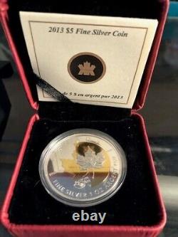 2013 SILVER MAPLE LEAF 25th ANNIV 24K GOLD gilded coin 1 oz. Proof. 999 COA BOX