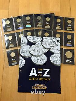 2018 Royal Mint 10p A-Z Uncirculated Coins plus Completer Medallion in Folder