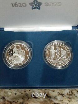 2020 Mayflower 400th Anniversary US & Royal Mint Silver Proof Coin Medal Set OGP