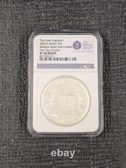 2024 Great Britain The Waterloo Medal 2 oz Silver NGC PF 70 MATTE FDOI Pop-59