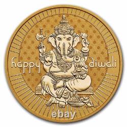 2024 Tuvalu 1 oz Silver Gilded Diwali Medallion Proof