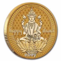 2024 Tuvalu 1 oz Silver Gilded Diwali Medallion Proof