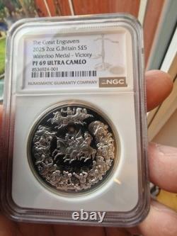 2025 Royal Mint Great Engravers 2oz Silver Victory Waterloo Medal NGC PF 69