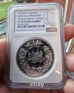2025 Royal Mint Great Engravers 2oz Silver Victory Waterloo Medal NGC PF 69