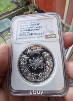 2025 Royal Mint Great Engravers 2oz Silver Victory Waterloo Medal NGC PF 69