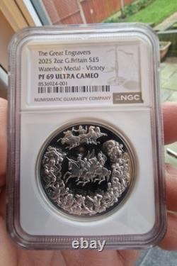 2025 Royal Mint Great Engravers 2oz Silver Victory Waterloo Medal NGC PF 69