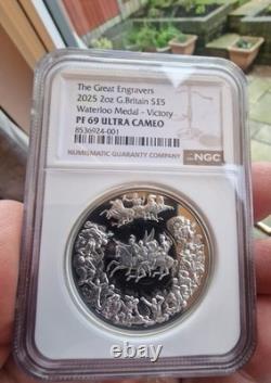 2025 Royal Mint Great Engravers 2oz Silver Victory Waterloo Medal NGC PF 69