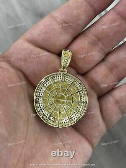 2CT Round Cut VVS1 Diamond Mens Medallion Lion Pendant 14K Yellow Gold Finish