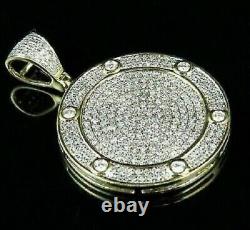 2.50Ct Round Cut Real Moissanite Medallion Pendant 14K Yellow Gold Plated