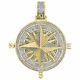 2.50 Ct Simulated Diamond Compass Medallion Charm Pendant 14K Yellow Gold Plated