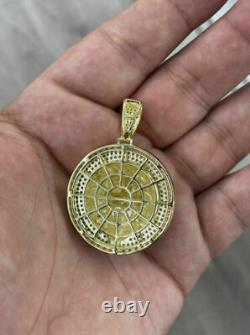 2 CT Round Cut VVS1 Diamond Mens Medallion Lion Pendant 14K Yellow Gold Finish