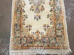 2' X 4' Handmade India Royal Kirman Wool Area Rug Hand Knotted Carpet Beige