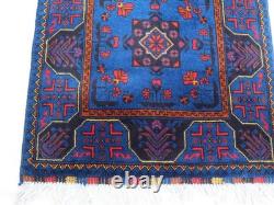 2x10 Royal Blue Tribal Handmade Runner Rug For Kitchen, Bathroom, Narrow Hallways