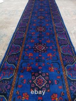 2x10 Royal Blue Tribal Handmade Runner Rug For Kitchen, Bathroom, Narrow Hallways