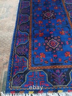 2x10 Royal Blue Tribal Handmade Runner Rug For Kitchen, Bathroom, Narrow Hallways
