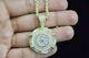 3.20Ct Round Real Moissanite Medallion Pendant Pave Charm 14K Yellow Gold Plated