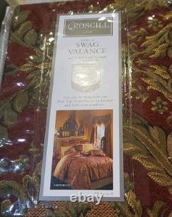 4pc Croscill Imperial Empress Window Swag Valences Red Gold Fringe 44X25